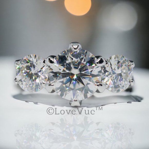 Certified 5ct. t.w. Diamond Three-stone Brilliant Cut Engagement Ring - Picture 9 of 17